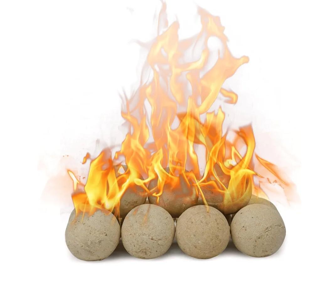 15pc Round Fire Stones,Ceramic Fire Balls Set for Indoor and Outdoor Fire Pits Fire Bowl or Fireplaces Accessory