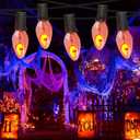 2 x Christmas Flickering Flame Light Bulbs C7 Clear Edison Flame Light Bulbs with Orange Glow, 1 Watt E12 Candelabra Light Bulb for String Light Night Light Candle Chandelier Halloween Xmas Decor, 12 Pack