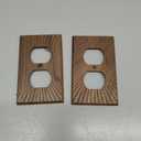 Pinkunn 10 Pack Walnut Wood Light Switch Cover Plate Boho Brown Wooden Outlet Covers Decorative Vintage Switch Wall Plates for Bedroom Kitchen Home Decor (Retro Sunburst,Double Hole)