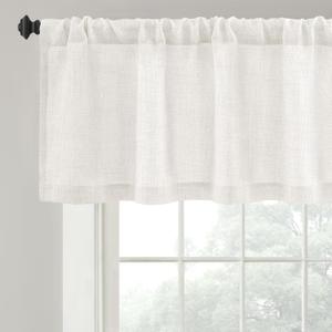 DriftAway Linen Textured Curtain Valances for Windows Light Filtering 3 Inch Rod Pocket Farmhouse Country Rustic Kitchen Valances for Bedroom Living Room Bathroom 18 inch Length Ivory White