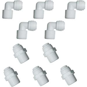 MALIDA Quick Connector Male Adapter Elbow and Straight Combination, 1/2 Inch NPT Thread x 3/8 Inch Tube OD Push to Connect Fittings, for Water Filter purification systems.(pack of 10)