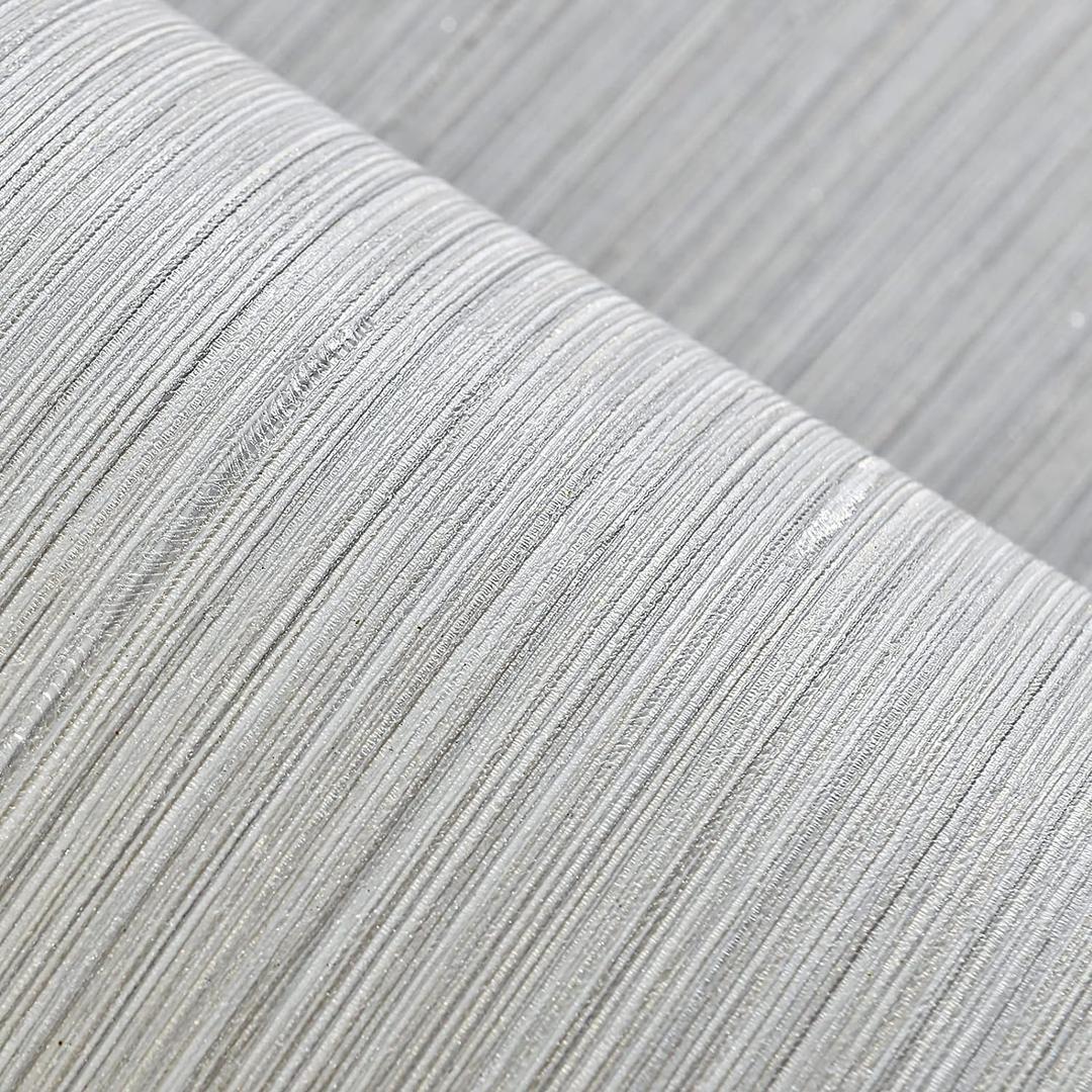 Haimin Grasscloth Wallpaper Textured 24in X 393in Fabric Contact Paper Wall Paper Textured Linen Peel and Stick Self-Adhesive Thick Vinyl Embossed Film Wallpaper (Beige Grey)