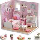 Flever DIY Miniature House Kit, Tiny Home Kit with LED Light, Mini House Build Craft Kits for Adults and Teens, Home Decor Creative Gift for Family/Friends (Sunny Princess)