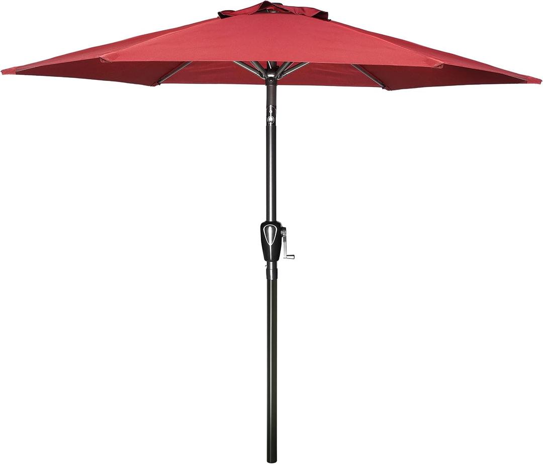 Simple Deluxe 7.5ft Patio Umbrella Outdoor Table Market Yard Umbrella with Push Button Tilt/Crank, 6 Sturdy Ribs for Garden, Deck, Backyard, Pool, Red