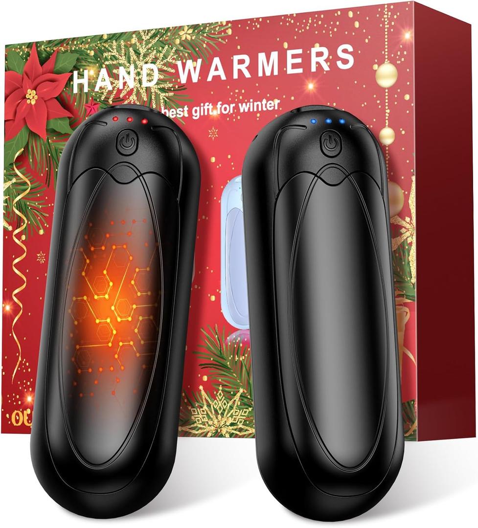 Hand Warmers Rechargeable 2 Pack, 2025 Upgraded Electric Portable Hand Warmers 7000mAh Electric Portable Pocket Heater with 3 Levels Warmth, Gift for Women Men