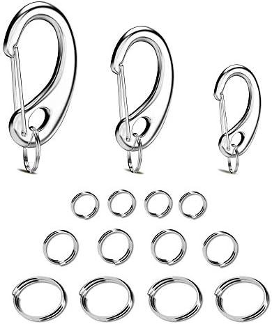 Divoti Leash King Pet Tag Quick Clip/Sping-Load Hook Combo for Pet ID Tags - 1 Per Standard/Medium/Large w/Pack of Split Rings
