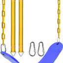 PACEARTH Swing Seat with Heavy Duty 68.9 inch Anti-Rust Plastic Coated Chains, 23.6 inch Tree Hanging Straps and Locking Buckles-Outdoor Playground Tree Swing Set Accessories Replacement (Blue) (Blue, 1 Pack)