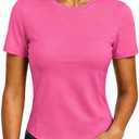 Alaroo Womens Summer Tops Short Sleeve Shirts Crewneck Basic Tee (Pink, S)