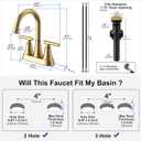 4 inch Brushed Gold Bathroom Sink Faucet with Pop-up Drain and 2 Supply Hoses, Stainless Steel Lead-Free 2-Handle Centerset Faucet for Bathroom Sink Vanity RV