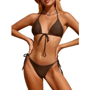 Bikinis Swimsuit Set for Women Swimwear Triangle Bathing Suit Tie String Thong, XS