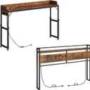 HOOBRO Overbed Table and Headboard Queen Size Bundle, Overbed Table with Wheels, Queen Size Mobile Bed Desk with Drawer and Charging Station, Adjustable Height, BF53UBH01-BF180UDDN01