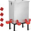 3 Gallons Chicken Waterer,Stainless Steels Automatic Chicken Waterer with Latch and Bottom BracketPoultry Watering 4 Water Cups Chicken Feeder Waterer and 4 Horizontal Automatic Chicken Nipples
