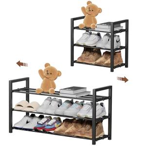 Amazon.com: HDDTTZ 3-Tier Expandable Shoe Rack, Adjustable Shoe Shelf Storage Organizer Heavy Duty Metal Free Standing Shoe Rack for Entryway Closet Doorway (Black) : Home & Kitchen