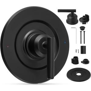 T2901BL Shower Handle Replacement Compatible with Moen, Matte Black Shower Valve Trim Kit Replacement for One-Handle Tub and Shower Faucet, Valve Trim Only