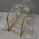 Ceramic Fruit Bowl for Kitchen Counter - 3 Tier Fruit Basket with Metal Stand, Tiered Fruit Stand for Countertop, Snack, Nuts, Cake, Dessert, Small & Cute (Gold)