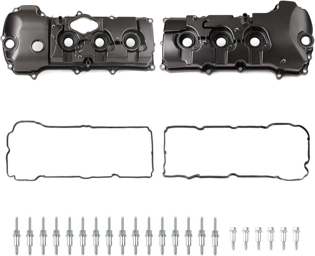 Aluminum Engine Valve Cover Set Left and Right Compatible with 2014-2019 Ford Explorer Flex Taurus Lincoln MKS MKT 3.5L V6 Replace FG1Z-6582-B FG1Z6582C