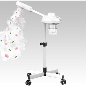 TASALON Professional Facial Steamer on Wheels, Hot Ozone Face Steamer for Facial, Esthetician Steamer for Salon Beauty and Spa, Mist Face Steamer for Facial Deep Cleaning Skin Care Equipment- White