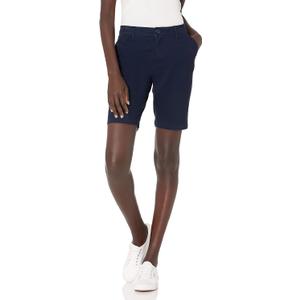 Amazon Essentials Women's Mid-Rise Slim-Fit 10" Inseam Bermuda Khaki Short (12, Navy)