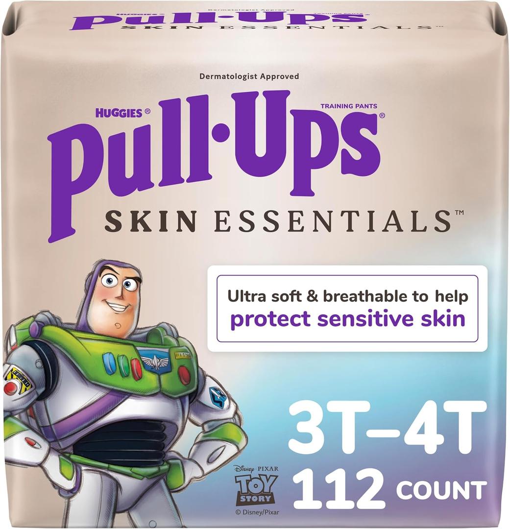 Pull-Ups Boys' Skin Essentials Potty Training Pants, Training Underwear, 3T-4T (32-40 lbs), 112 Ct (4 Packs of 28)