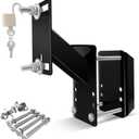 Lockable Spare Tire Carrier, Spare Tire Bracket for Utility Trailer, Powder Coat Steel Black Boat Trailer Tire Mount Fits Most Lugs Wheels, Easy to Install