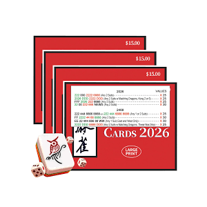 DSCVX Mahjong Cards 2026 Official Revision– Large Print, Clear, and Easy-to-Read, Waterproof and Stain-Resistant, Perfect for Seniors & Family Game Night，4Pcs