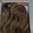 REECHO Hair Toppers for Women Real Human Hair, Seamless Human Hair Toppers with Bangs, 360 3D Cover Clip in Bangs Hair Extensions for Daily Wear, Medium Brown with Highlights