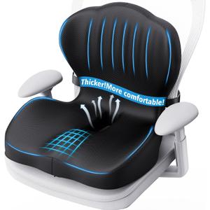 Benazcap Memory Foam Seat Cushion with Lumbar Support Pillow for Office Chair, Car & Gaming Seat, Wheelchair, Ergonomic Design for Sciatica & Tailbone Pressure Relief, Black (46*30*37cm)