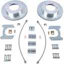 Rear Disc Brake Conversion Kit Replacement for Ford Bronco Truck 8.8 1980-1996, for Ford E150 1980-2006, Rear Disc Brake Conversion Kit 5 ON 5.5 Add Braided Hoses