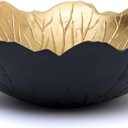 Leaf Bowl for Serving Fruits, Appetizers - Black & Gold - Elegant Home Decor Centerpiece Serveware Charcuterie Catchall Vanity Dish For Entertaining, Wedding 9" D 3" H