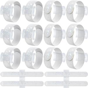 12 Pieces Corsage Wristlet Bracelets Slap Corsage Band Floral Slaplets Wedding Bracelets DIY Wrist Accessories Bridesmaid Bridal Shower Prom Party Supplies Homecoming(White)