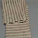 jinchan Striped Linen Kitchen Curtains 24 Inches Length Tier Curtains Farmhouse Modern Cafe Style Small Window Treatments Airy Light Filtering Rod Pocket for Living Room Bathroom 2 Panels Tan