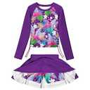 LQSZ Girls 2-Piece Rash Guard Swimsuit Long Sleeve Bathing Suit with Skirt UPF 50 Sun Protection Size 100