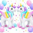 TOVIDO 19-Pc Unicorn Balloon Kit - Unicorn Balloons and 3D Rainbow and Latex Balloons for Birthday Party Decorations