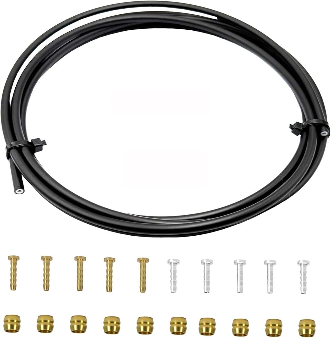 Bike Hydraulic Brake Hose Kit, 2500mm Bike Brake Oil Tube ID.2mm x OD.5mm with BH59 BH90 Brass Ferrules and Barbs Compatible with Shimano BH59 BH90 Avid Sram System