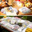 Potchen 50 Pcs Happy Birthday Wildflower Party Supplies Include 25 Oval Wildflower Paper Plates and 25 Colorful Floral Paper Napkins Birthday Tableware Decorative for Spring Summer Home Table Supplies