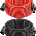 Solar Panel Extension Cable - 12AWG 100FT Solar Wire with Female & Male Waterproof Connector PV Wire for RV, Photovoltaic Systems, Home, Boat, Solar Panels, Car(100ft Red + 100ft Black)