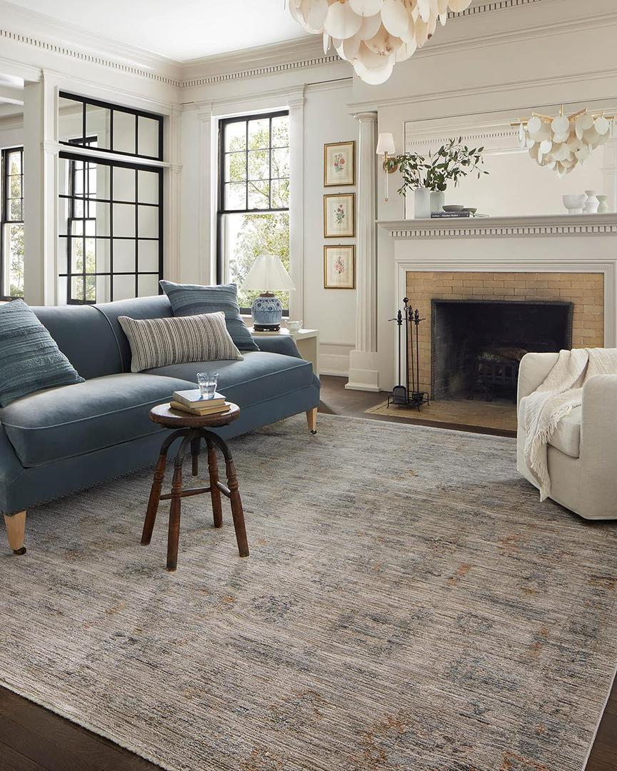 Loloi Jean Stoffer Katherine Collection KES-04 Pebble/Ocean 7'-10'' x 10', .25" Pile Height, Area Rug