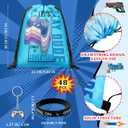 Talltalk 48 Pcs Video Game Party Favors Bulk with 16 Blue Black Video Game Gift Drawstring Backpack Goodie Bags Snacks Candy Bag 16 Wristband 16 Keychain for Play Birthday Party Supplies Decorations