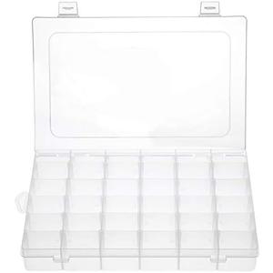 Gospire 36 Grids Clear Plastic Jewelry Box Organizer Storage Container with Removable Dividers (36 Grids - Clear) (2 Pack)