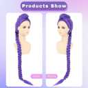 Morvally Womens 47 Inches Purple Long Braided Ponytail Wig - Anime Cosplay Wigs for Women Halloween Costume Party (Purple, Adults)
