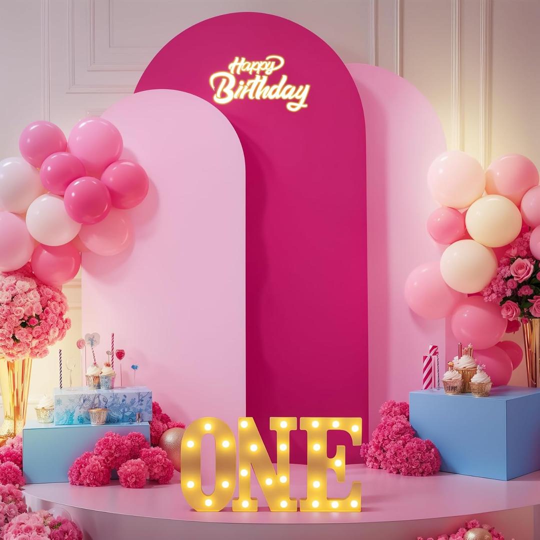 Pink Arch Backdrop Cover Set of 3 Wedding Arch Covers Stretchy Backdrop Baby Shower Birthday Party Hot Pink Arch Cover 6.6FT 7.2FT 8FT Hot Pink Arch Stand Cover Spandex Bridal Shower Decoration