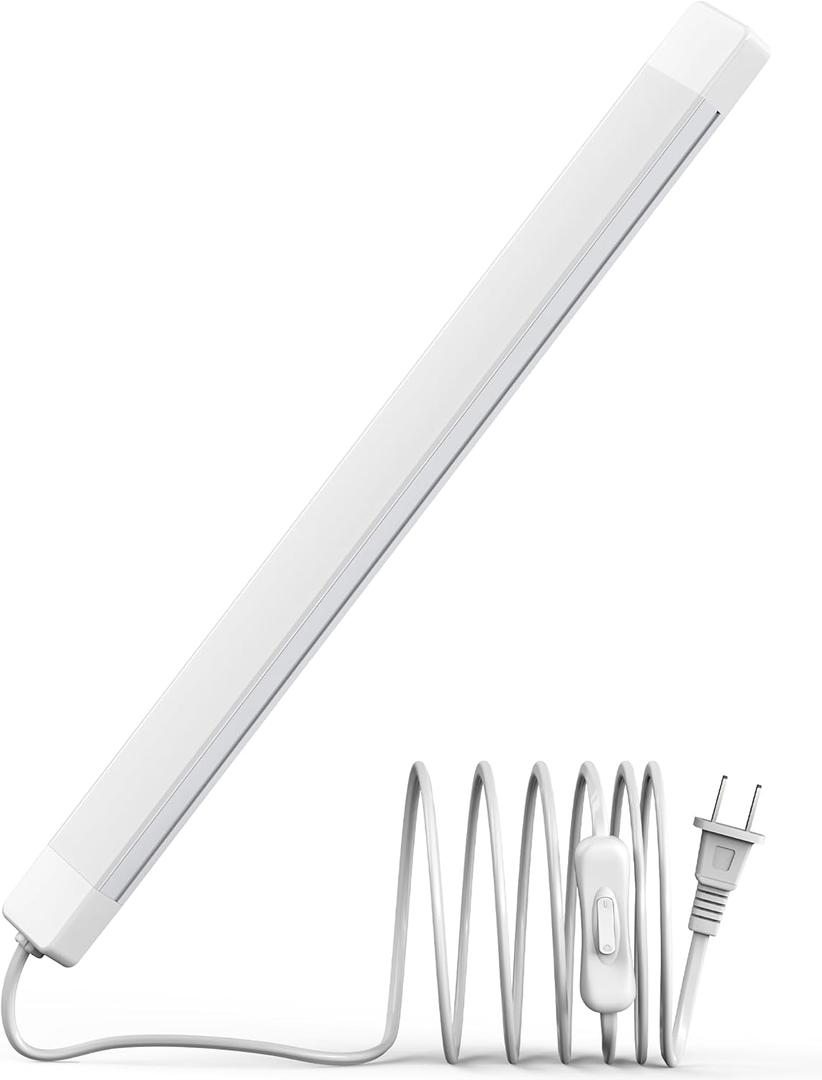 ASOKO 16 Inch Under Cabinet Lights,Plug and Play Under Counter Lighting,6000K Cool White with 700LM Bright,ETL Light Bar with ON/Off Switch for Kitchen,Under Desk,Workbench