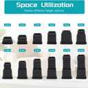 Bed Risers 12 inch Heavy Duty,Elevation in Heights 1,2,3,4,5,6,7,8,9,10,11,12 InchAdjustable Furniture Risers for Chair Table and Desk Legs Lifting (4 Pack,Black) (Square)