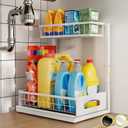 Under Sink Organizer and Storage, Height Adjustable Cabinet Organizer with Slide Out Drawer, Pull Out Under Sink Storage, Multi-Purpose 2 Tier Sink Shelves for Kitchen Bathroom Pantry (White, 1 Pack)