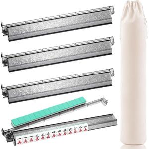 Mahjong Racks with Pushers, Mahjong All-in-One Tile Pushers and Racks, Acrylic American Majiang Tile Holders Accessories, Set of 4, Sparkling Black