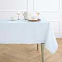 Solino Home Light Blue Tablecloth 58 x 104 Inch - Cotton Linen Hemstitch Rectangular Tablecloth - Machine Washable Table Cloth for Spring, Summer