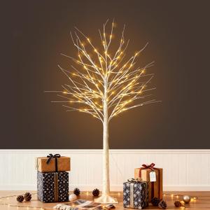 5FT White Birch Tree with Lights - Lighted Birch Tree with 96 Warm White LEDs for Holiday Decor,Waterproof,Remote Control Lighted Trees for Indoor and Outdoor Decoration,Dimmable for All Seasons