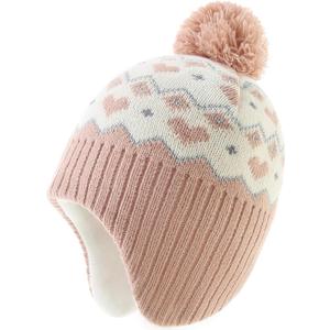 Monimo Girls Winter Hat Knitted Earflaps Girls Beanie Thicken Fleece Lining Kids Winter Hat