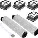 2+4 Pack iFloor 3/ S3 Brush Roller and HEPA Filter Set Compatible with Tineco iFloor 3/ Floor One S3 Cordless Vacuum Cleaner, 2 Pack Brush Rollers + 4 Pack Vacuum HEPA Filters