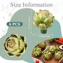 Timgle 6 Pcs Green Artificial Artichokes Fake Vegetables and Fruits for Summer Kitchen Wedding Bowl and Vase Decorations (Large)